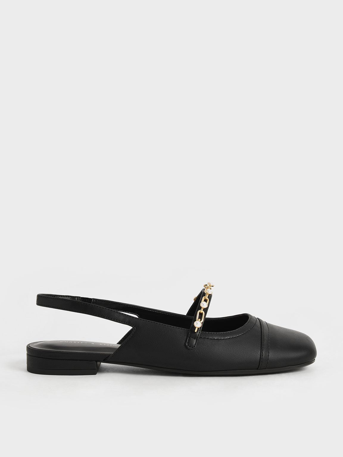 Black Beaded Chain-Link Slingback Mary 