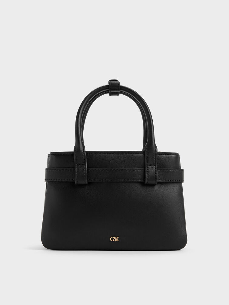 T&uacute;i tote Jody Leather Belted, Đen, hi-res