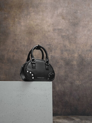 Bobbie Studded Top Handle Bag, Noir, hi-res