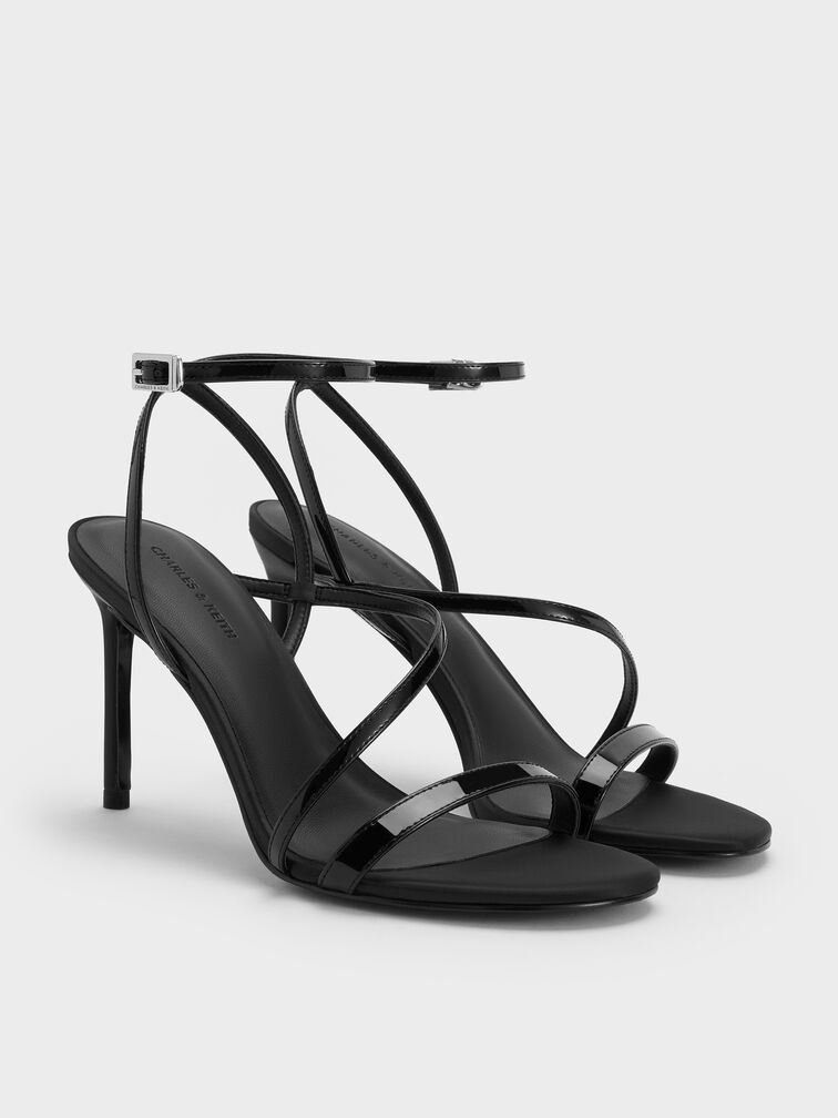 Andricia Patent Strappy Stiletto Sandals, Black Patent, hi-res
