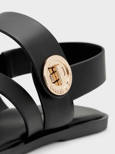 Gi&agrave;y sandals Yara Turn Lock Strappy, Đen, hi-res