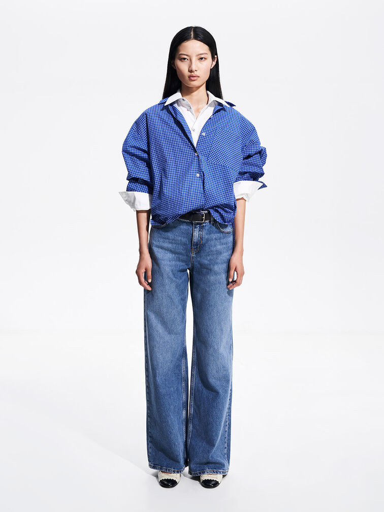 Giày cao gót mũi tròn Two-Tone Bow - Kem - CHARLES & KEITH VN