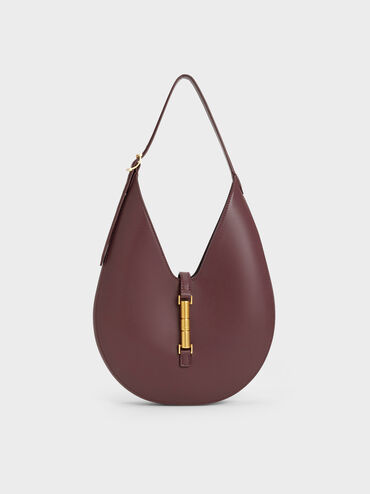 Túi đeo vai Cesia Metallic-Accent Hobo, Wineberry Red, hi-res