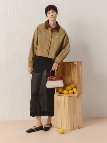 T&uacute;i x&aacute;ch h&igrave;nh thang Mini Behn Canvas Belted, Gạch, hi-res