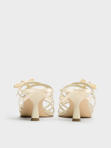 Kelis Rose-Bow Strappy Heeled Mules, Beige, hi-res