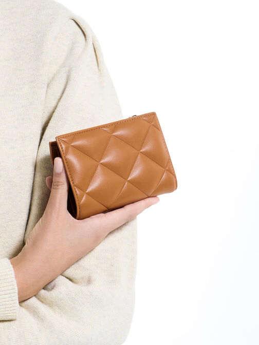 Gemma Quilted Card Holder, Chocolate, hi-res