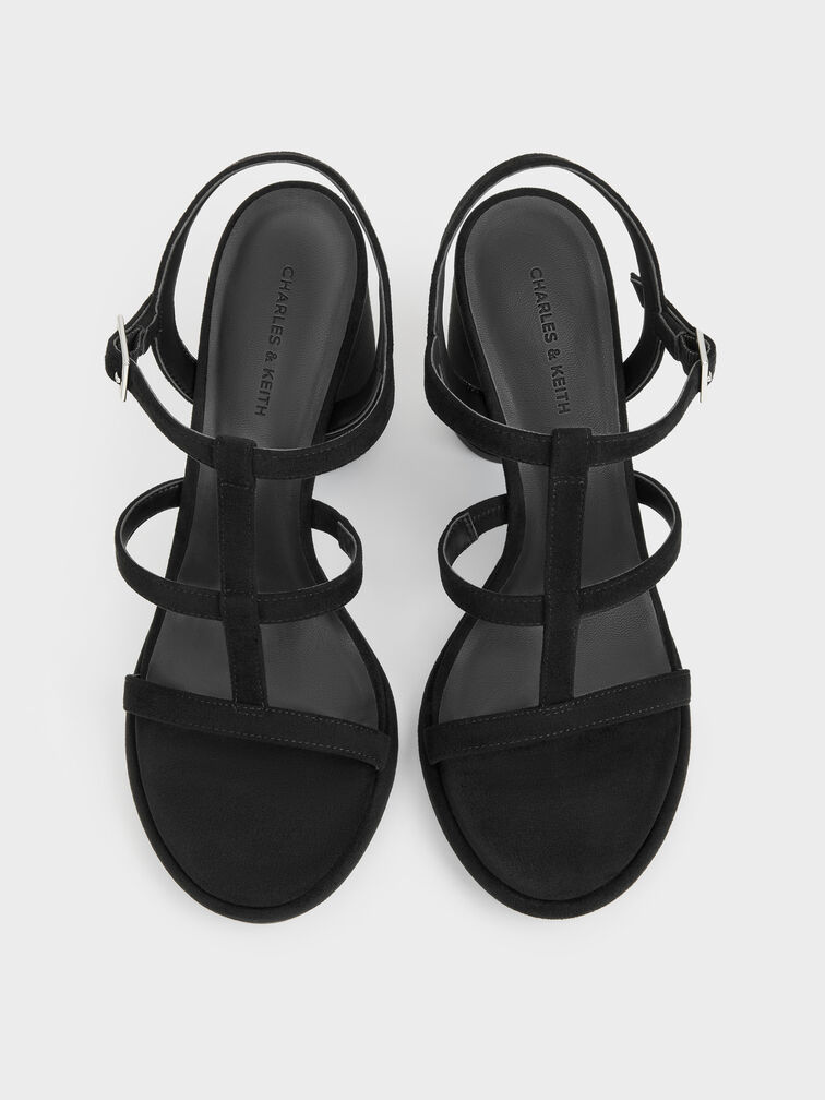 Gi&agrave;y sandals đế cao Aether, Đen họa tiết, hi-res