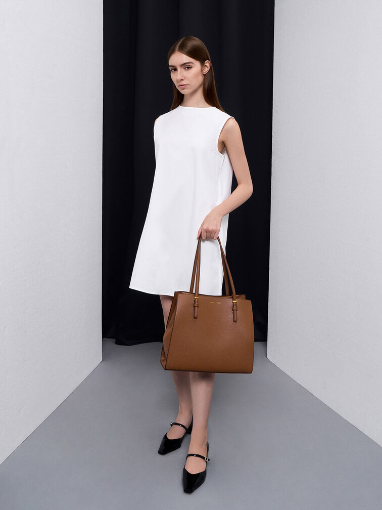 Túi tote phom hình thang Sansa, Chocolate, hi-res