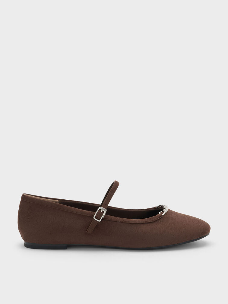 Gi&agrave;y b&uacute;p b&ecirc; đế bệt Shila, Dark Brown Textured, hi-res