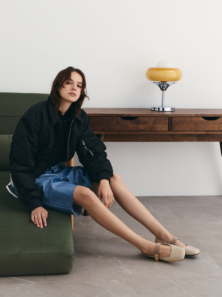 Gi&agrave;y b&uacute;p b&ecirc; quai ngang Lando Two-Tone, Phấn, hi-res