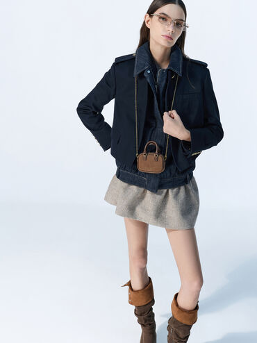 Móc khoá hình túi Sianna Corduroy, Nâu mocha, hi-res