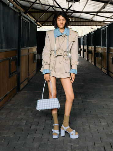 T&uacute;i đeo vai h&igrave;nh chữ nhật Hazel Gingham, Gingham Blue, hi-res