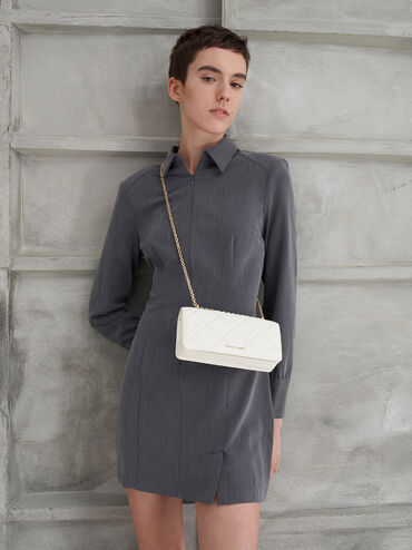 V&iacute; d&agrave;i Paffuto Chain Handle Quilted, Trắng, hi-res