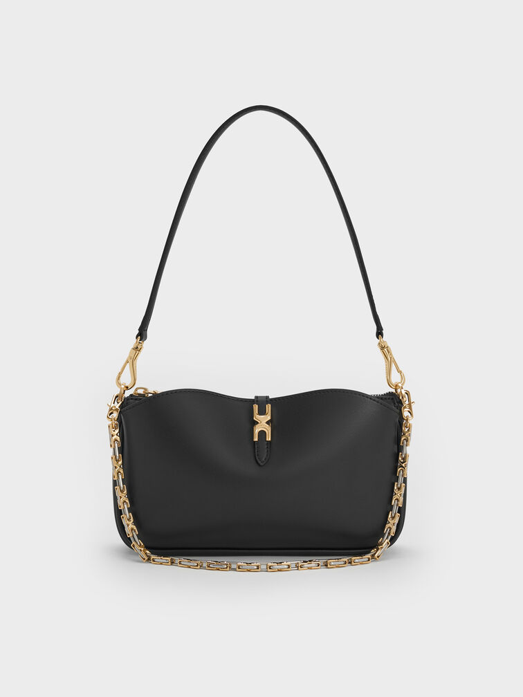 Adalyn Chain Shoulder Bag, Black, hi-res