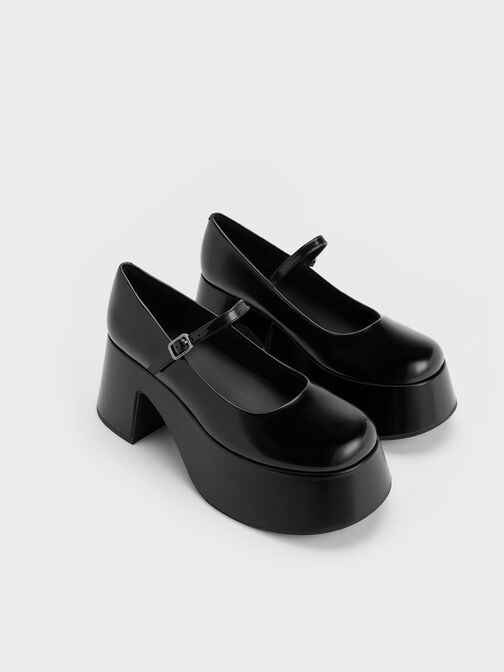 Giày cao gót bít mũi Platform Mary Janes, Black Boxed, hi-res