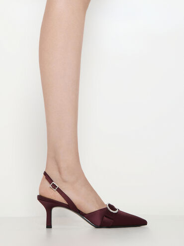 Gi&agrave;y sandals cao g&oacute;t Jannie Recycled Polyester Crystal-Buckle, Đỏ burgundy, hi-res