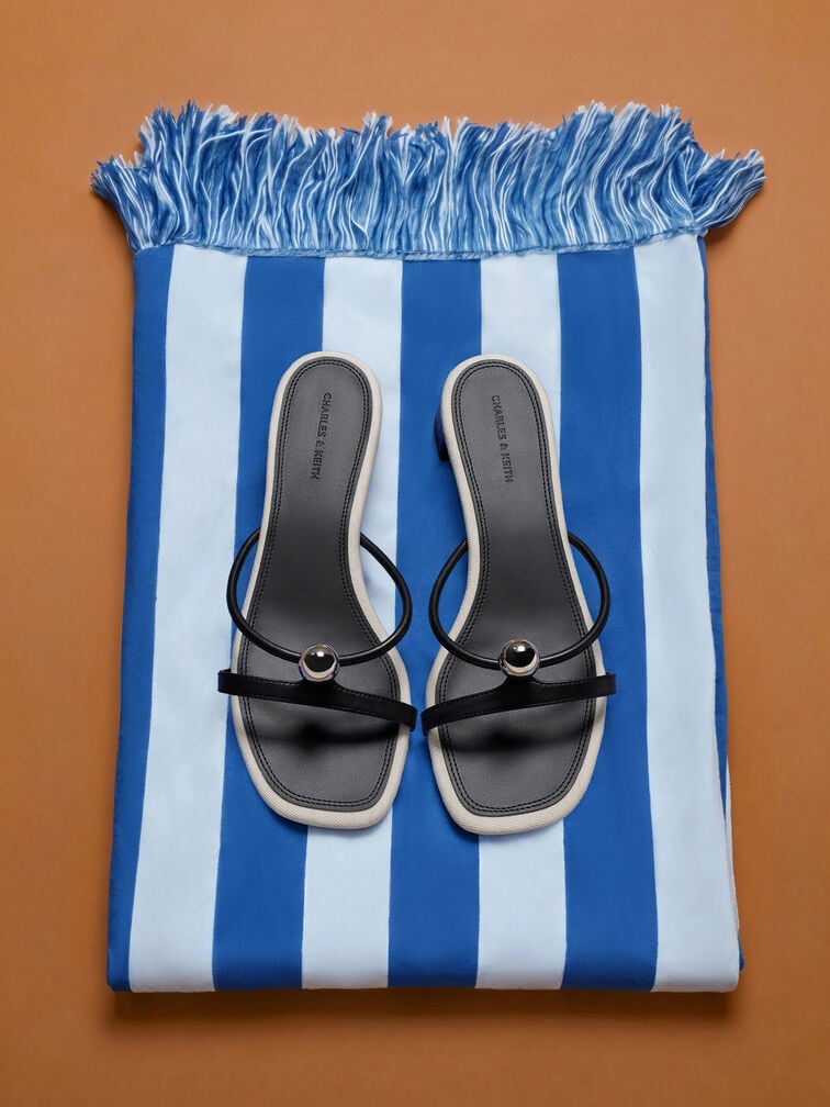 Gi&agrave;y mules cao g&oacute;t Georgie, Đen, hi-res