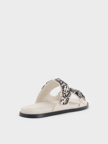 Tayari Leather Printed Double-Strap Sandals, Chalk, hi-res