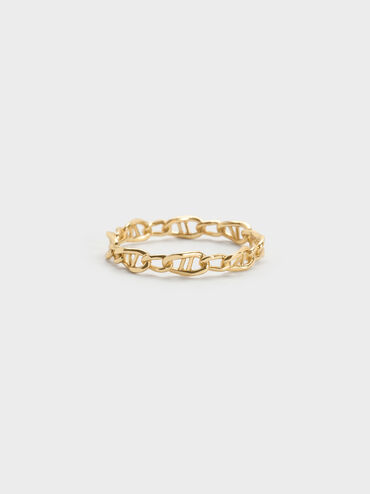 Nyra Mixed-Link Chain Ring, Gold, hi-res