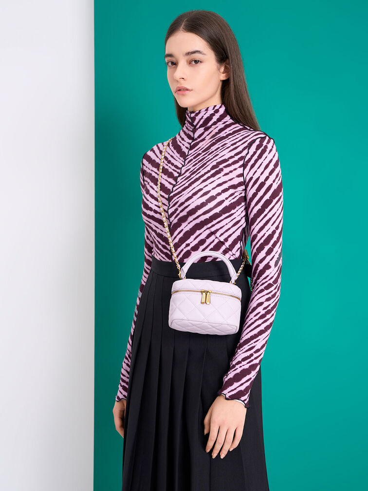 T&uacute;i x&aacute;ch h&igrave;nh hộp Quilted Vanity, X&aacute;m hoa lilac, hi-res