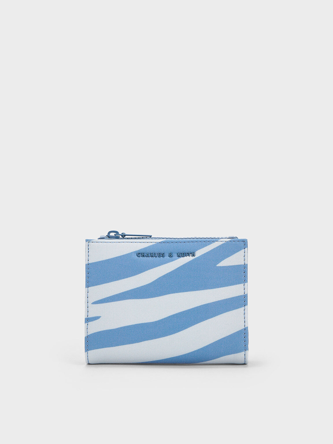 Zebra Print Small Wallet, Blue, hi-res