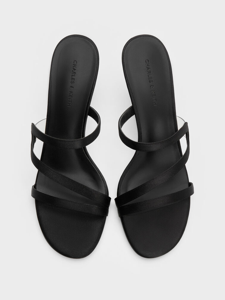 Gi&agrave;y mules cao g&oacute;t Arden Satin, Đen họa tiết, hi-res