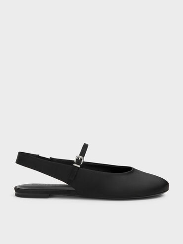 Gi&agrave;y sandals đế bệt Imani Satin, Đen họa tiết, hi-res