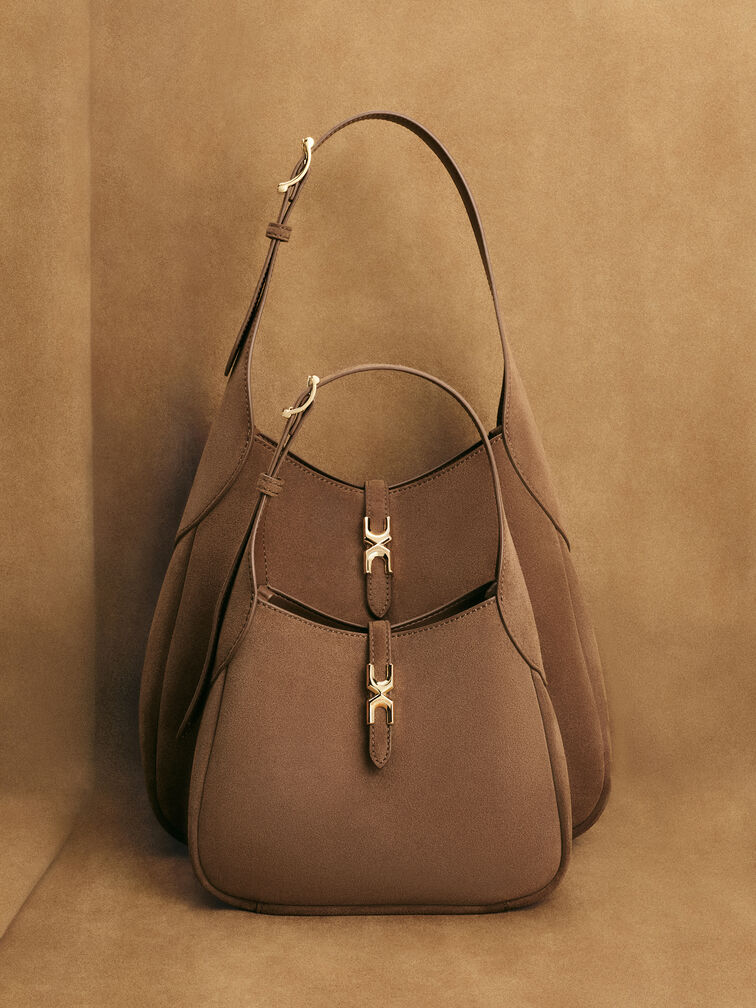 Adalyn Recycled Suede Hobo Bag, Mocha Brown, hi-res