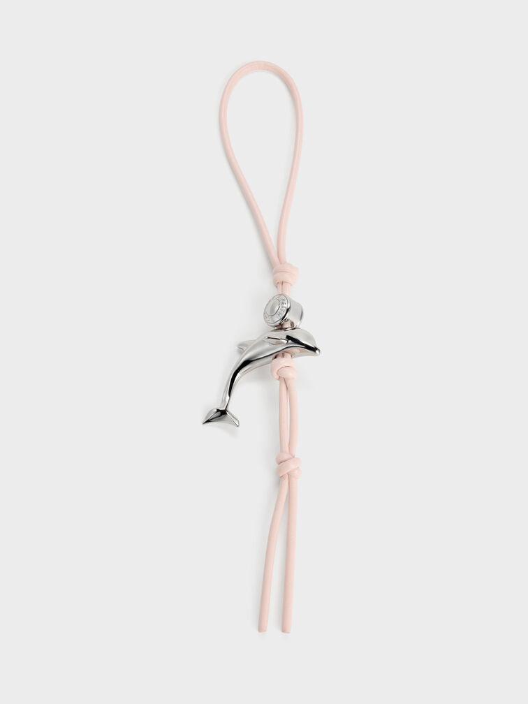Delfina Dolphin Rope-Knot Charm, Soft Pink, hi-res