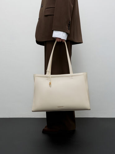 Augustine Sculptural-Detail Tote Bag, Cream, hi-res