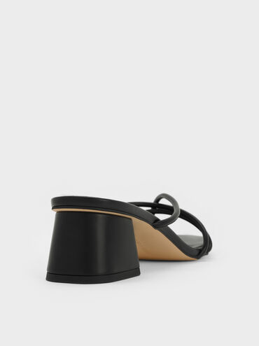 Strappy Toe-Ring Block-Heel Sandals, Black, hi-res