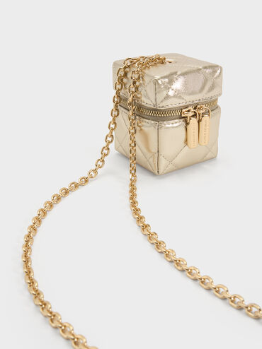 Túi xách hình hộp Micro Janie Metallic, Rượu vang, hi-res