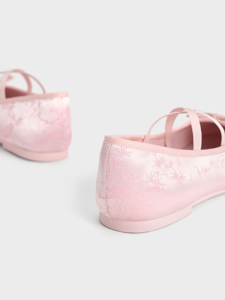 Girls' Crossover-Strap Ballet Flats, Light Pink, hi-res