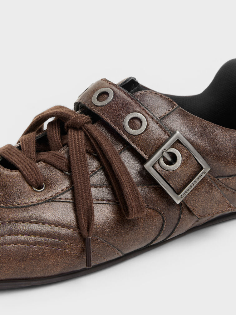 Gi&agrave;y sneakers cổ thấp Jollie Grommet, N&acirc;u đậm, hi-res