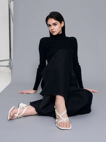 Gi&agrave;y sandals cao g&oacute;t Strappy Block-Heel, Trắng, hi-res