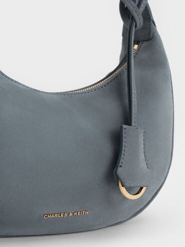 Vega Faux Suede Hobo Bag, Smoky Blue, hi-res