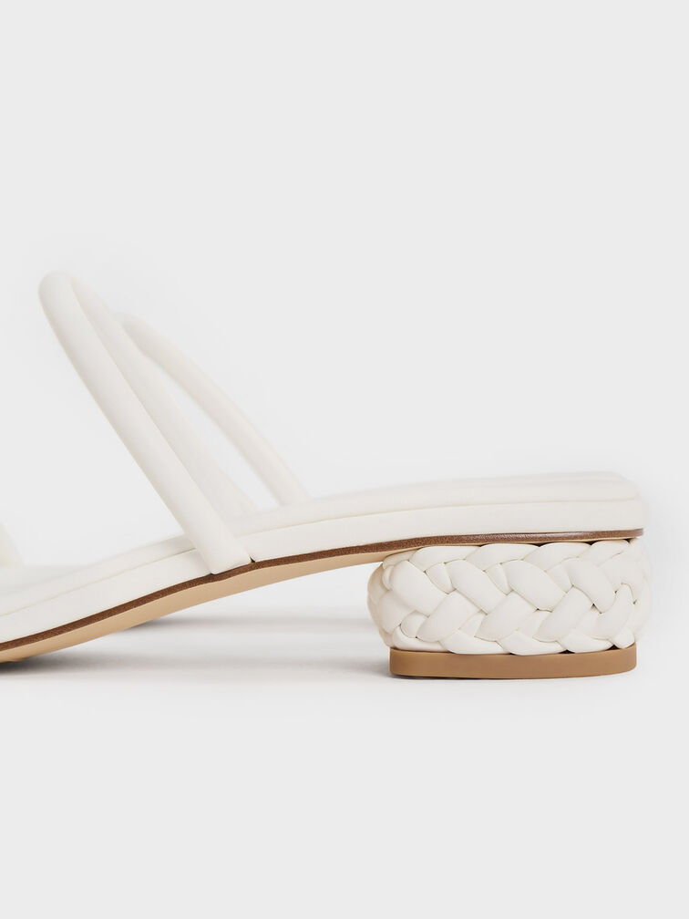 Gi&agrave;y mules Double-Strap Braided-Heel, Trắng, hi-res