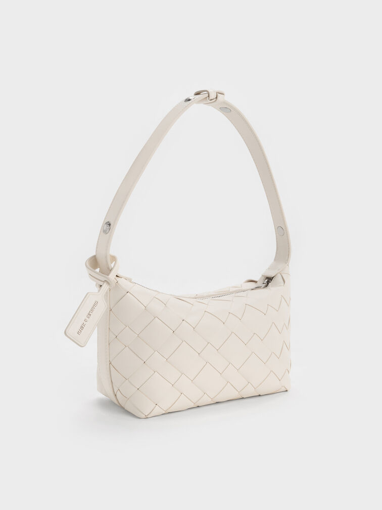 Ivette Woven Shoulder Bag, Cream, hi-res