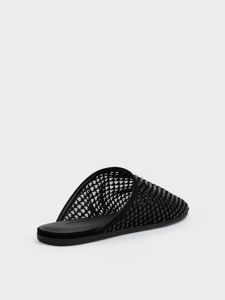 Gi&agrave;y mules đế bệt Maggie, Đen họa tiết, hi-res