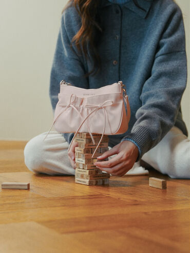 T&uacute;i đeo vai Mini Reese Ruched Bow, Soft Pink, hi-res