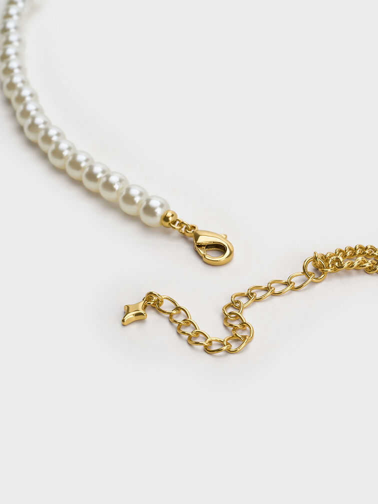 Estelle Star & Pearl Choker Necklace, Gold, hi-res