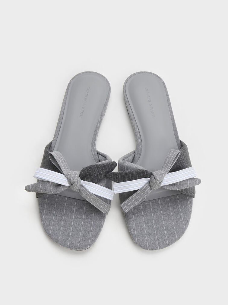 D&eacute;p quai ngang Satin Printed Bow, X&aacute;m, hi-res