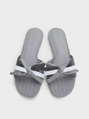 D&eacute;p quai ngang Satin Printed Bow, X&aacute;m, hi-res