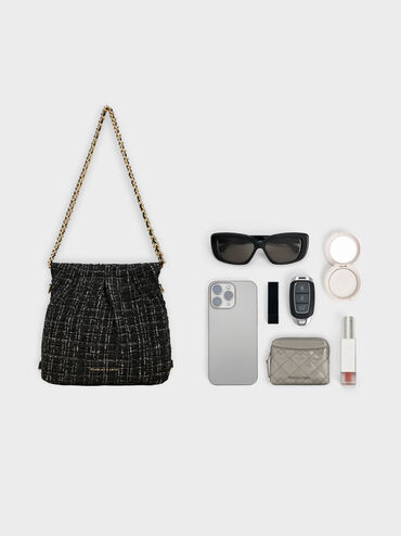 Balo phom chữ nhật Duo Tweed, Black Tweed, hi-res