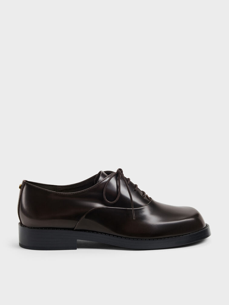Daena Leather Oxfords, Dark Brown, hi-res