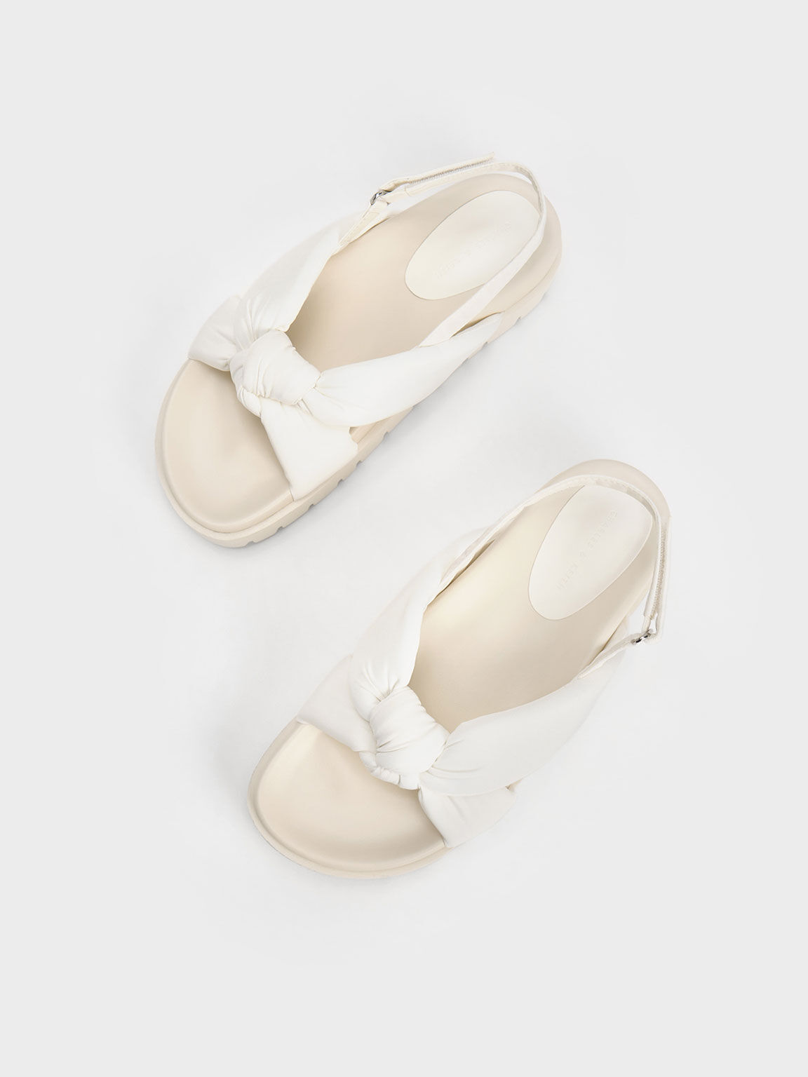 Nylon Knotted Flatform Sandals, White, hi-res