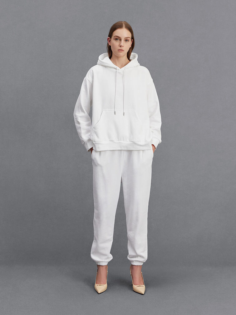 Leather Pointed-Toe Slingback Pumps, Beige, hi-res