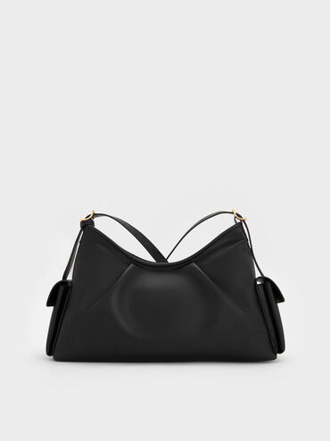 Túi đeo vai phom chữ nhật Khai Side-Pocket, Đen, hi-res