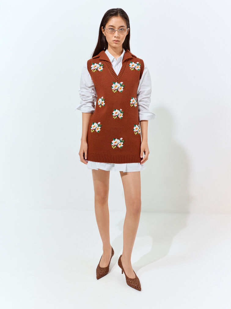 Gi&agrave;y cao g&oacute;t mũi nhọn Woven, N&acirc;u, hi-res