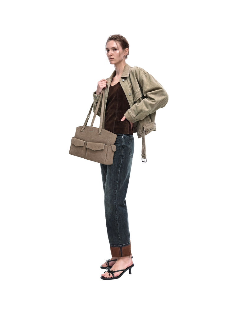 T&uacute;i tote phom chữ nhật Rachel, Stone Grey, hi-res